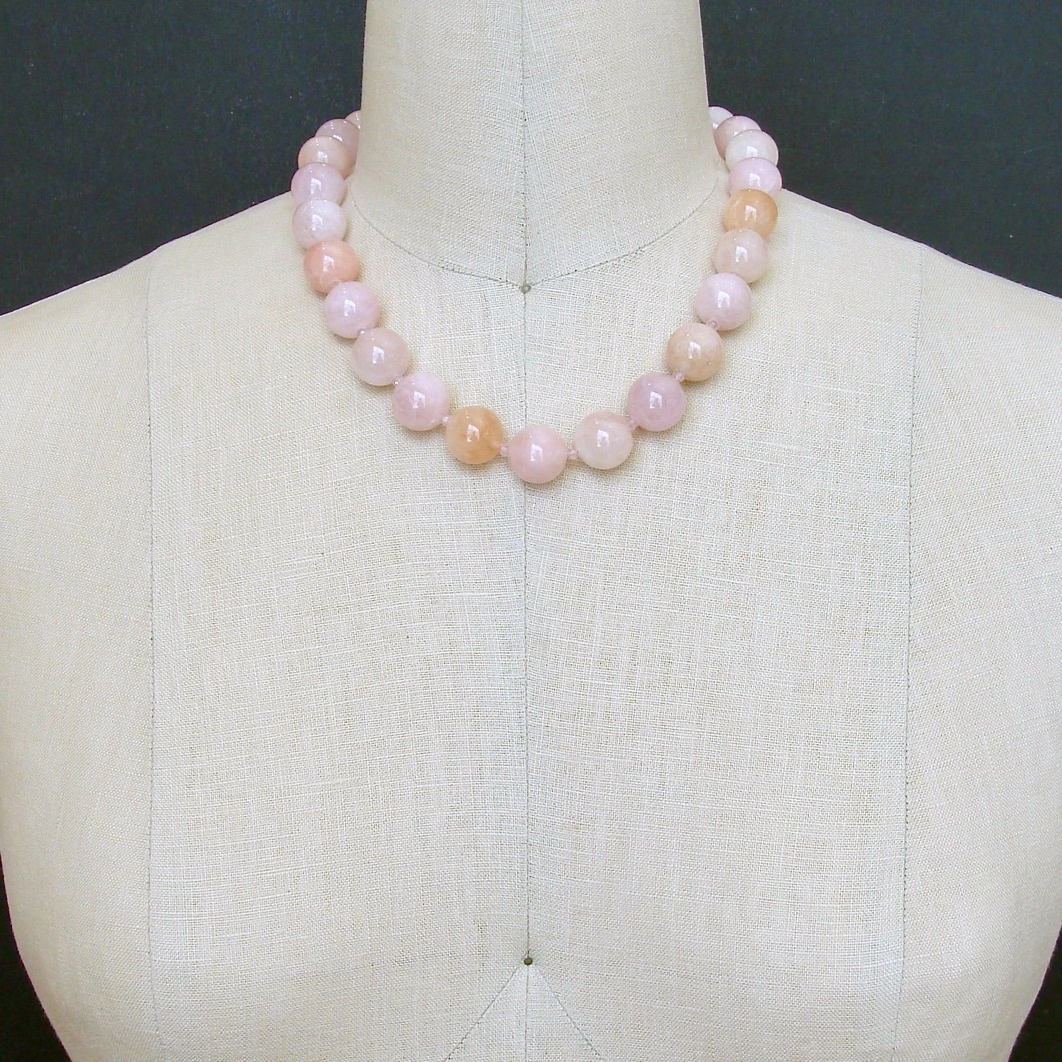 Morganite Beryl Pink Zircon Mother of Pearl Opal Choker Necklace - Dahlia III Necklace