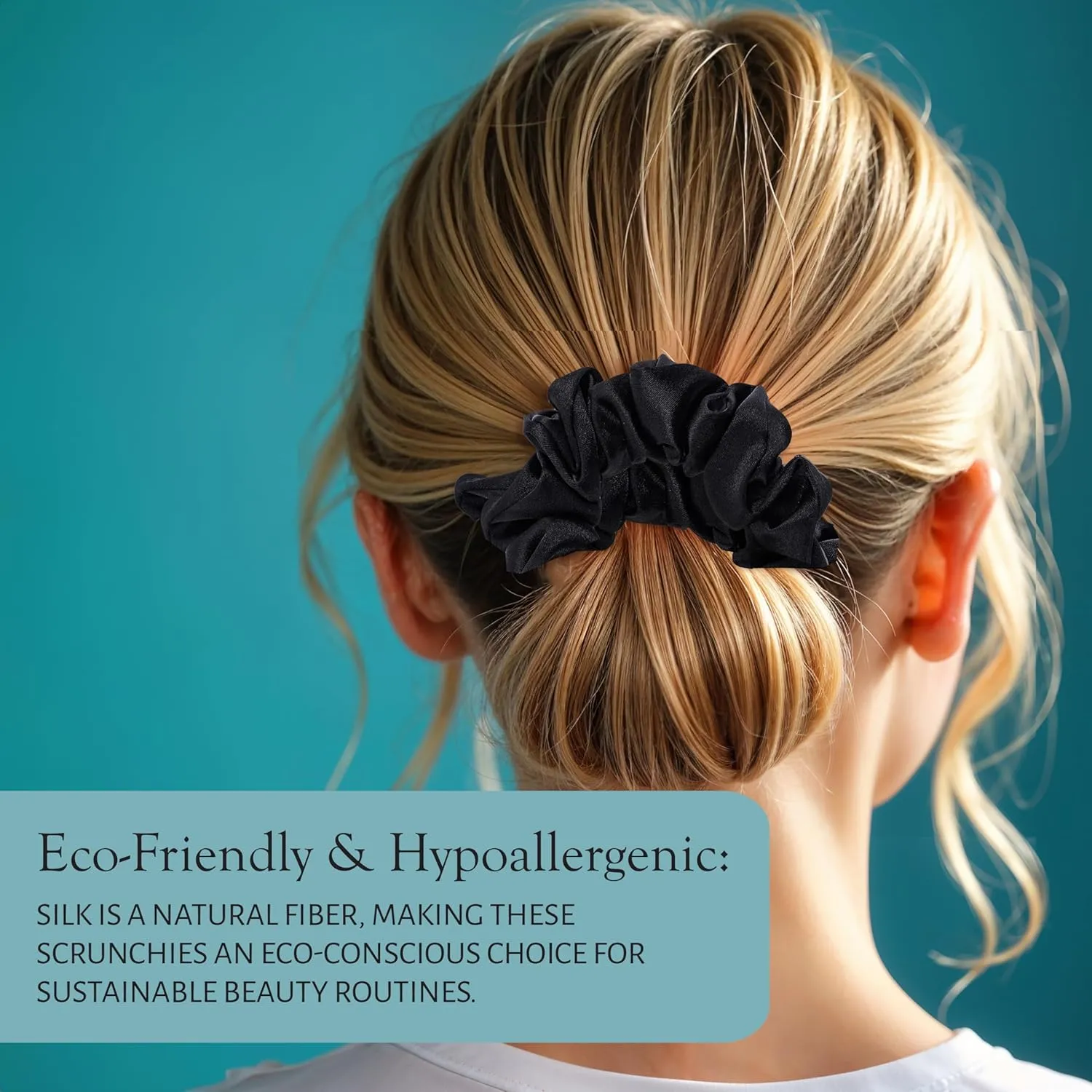 Mulberry Silk Skinny Hair Scrunchies, 6 Pack - Silk Hair Ties for All Hair Types, Prevents Hair Breakage & Crease-Free Hold - Elegant Beige, Blush Pink, Black