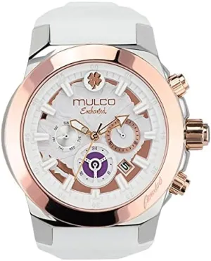 MULCO Watches for Women - Enchanted Maple - Silver Stainless Steel Case with Wrist Silicone Band, Large Face with Mother of Pearl and Rose Gold, Quartz Analog Movement, Waterproof - Inspired by Magic