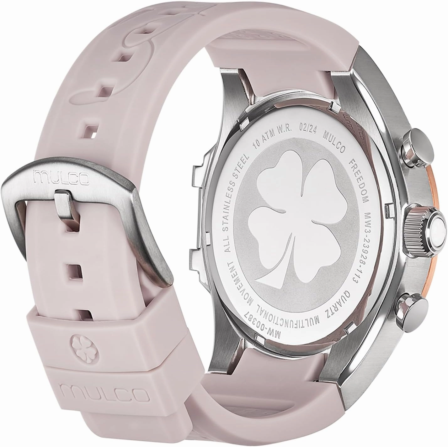 MULCO Watches for Women Freedom, Gold Stainless Steel Case with Wrist Silicone Band, Quartz Multifunctional Movement, Small Face Analog Display, Crystal Diamonds and Gold Accents, 100m Waterproof