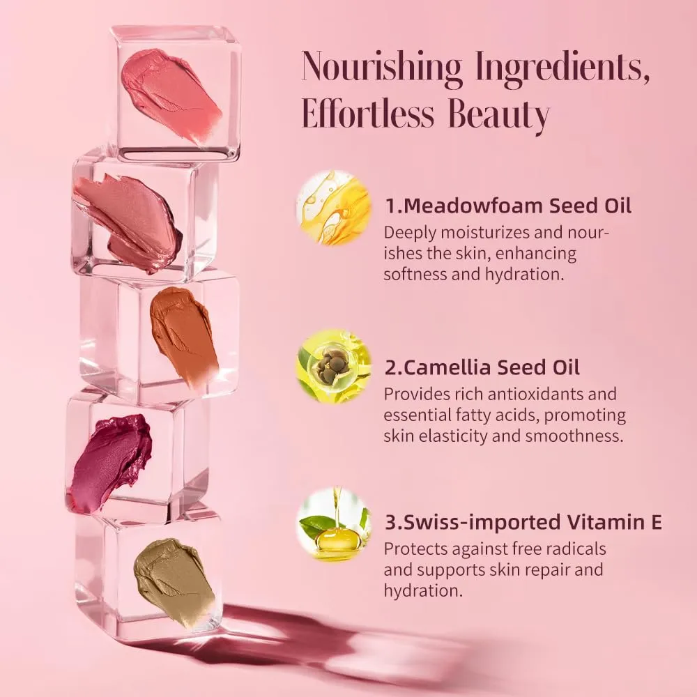 Multi-Use Makeup Cream Blush Stick, Unidollss 3-in-1 Buildable Blush Stick for Cheeks, Eyes, and Lips, Hydrating formula, All day wear, Easy Application with Thumb Puff Included (02 INFATUATION)