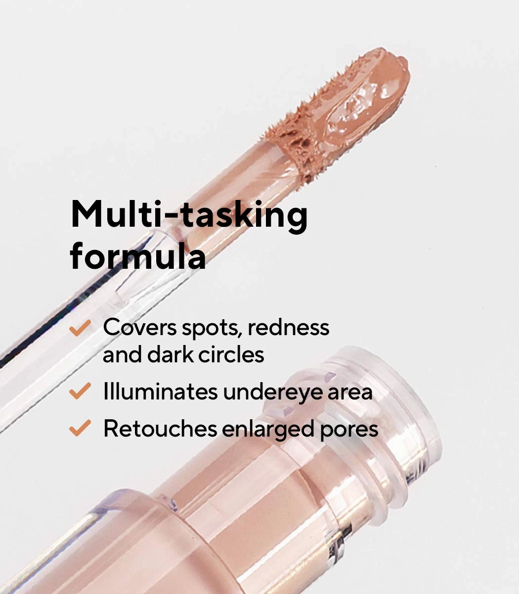 MÁDARA Organic Skincare | Luminous Perfecting Concealer 25 LATTE – 4ml, Dewy finish, With hyaluronic acid, Natural concealer for dark circles and blemishes, Vegan, COSMOS natural certified