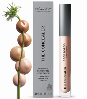 MÁDARA Organic Skincare | Luminous Perfecting Concealer 25 LATTE – 4ml, Dewy finish, With hyaluronic acid, Natural concealer for dark circles and blemishes, Vegan, COSMOS natural certified