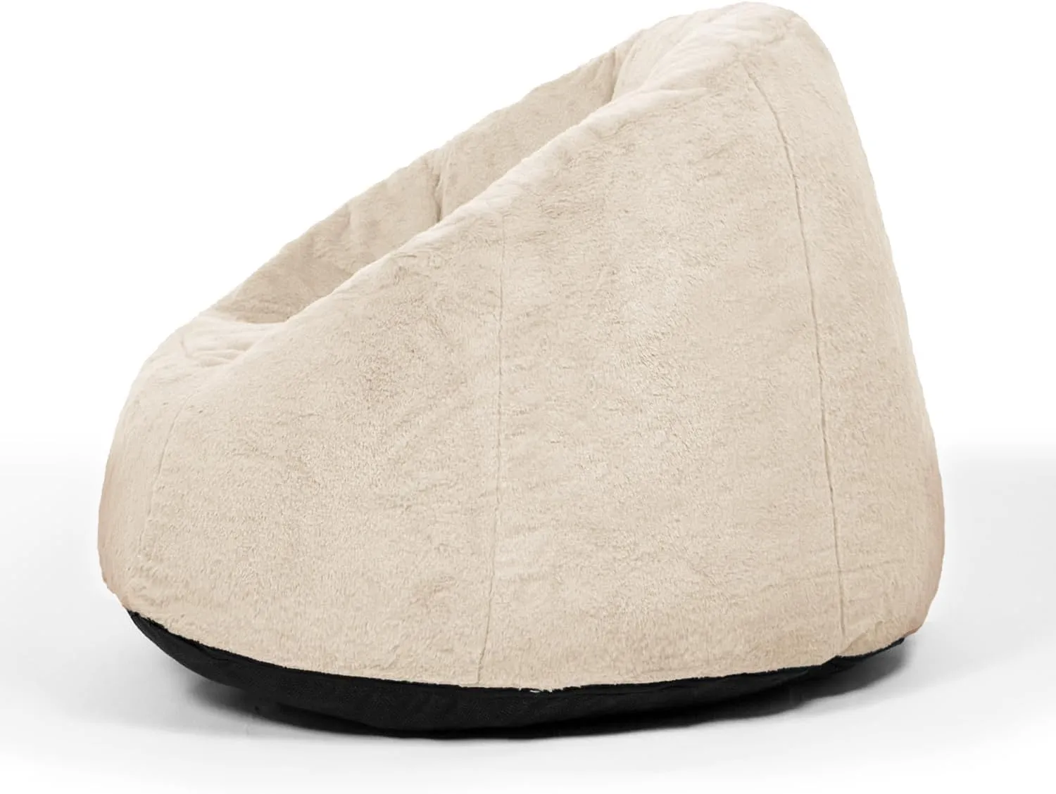 N&V Medium Shell Bean Bag Chair, Adult Size Bean Bag Sack, Foam Filling, Includes Removable and Machine Washable Cover, 37in, Soft Faux Fur, Champagne