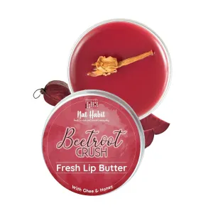 Na't-Habit Lip Balm Fresh Beet-root Crush 10gm Lip Butter With Desi Ghee & Raw Honey For Natural Pink Lips, Nourishment, Dark And Chapped Lips - (Pack of 1)