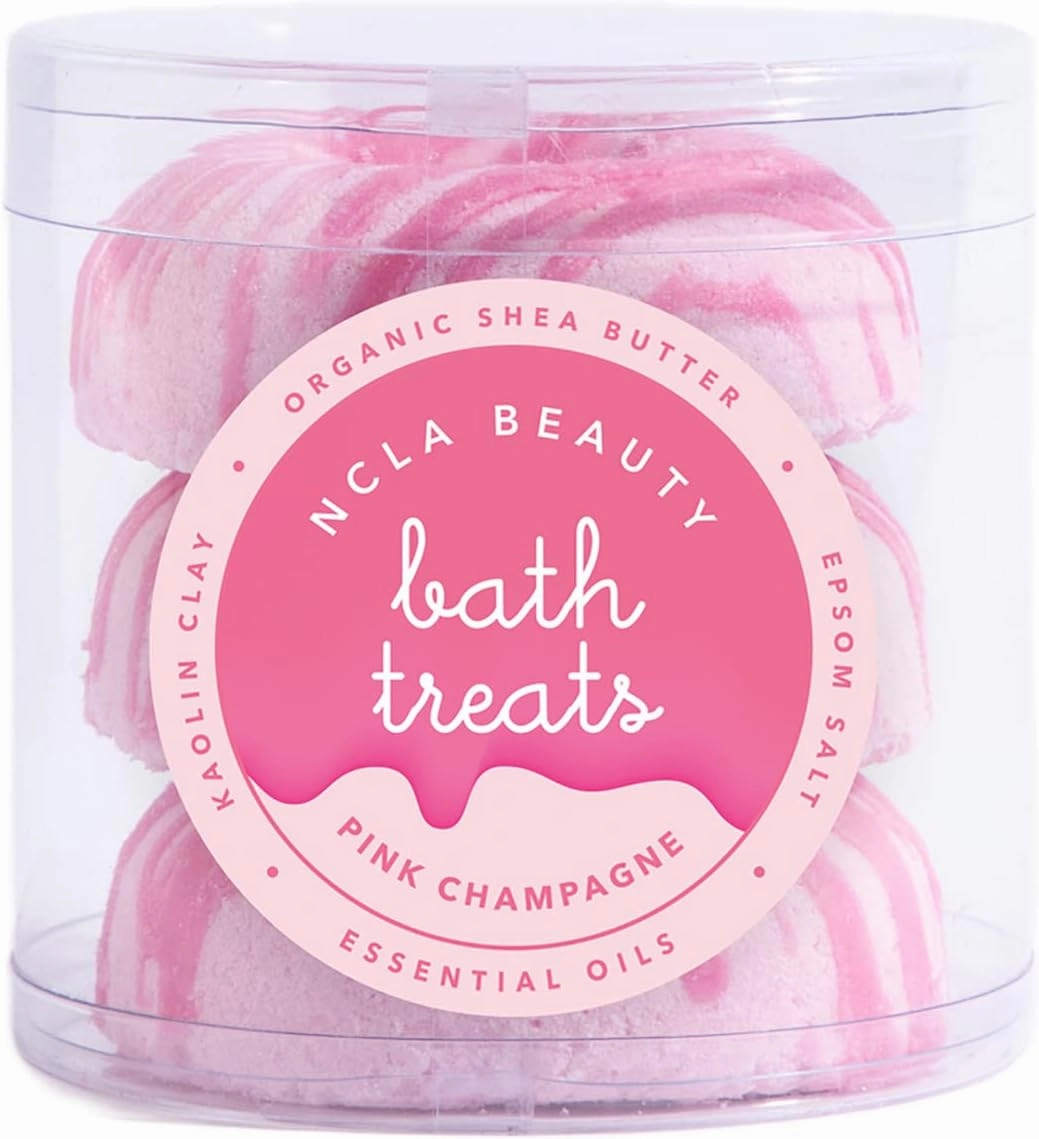 NCLA - Bath Treats All-Natural Bath Bombs (Set of 3) | Vegan, Cruelty-Free, Clean Skincare (Pink Champagne)