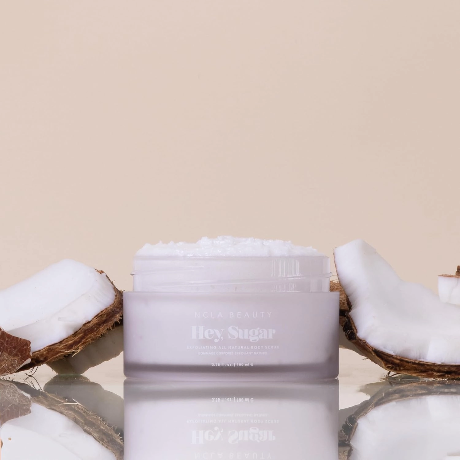 NCLA - Hey, Sugar Body Scrub | Smooth, Exfoliate, Hydrate Skin | Shea, Mango   Cocoa Butters | Vegan, Cruelty-Free, Clean Skincare (Coconut Vanilla; 100g | 3.38 oz)