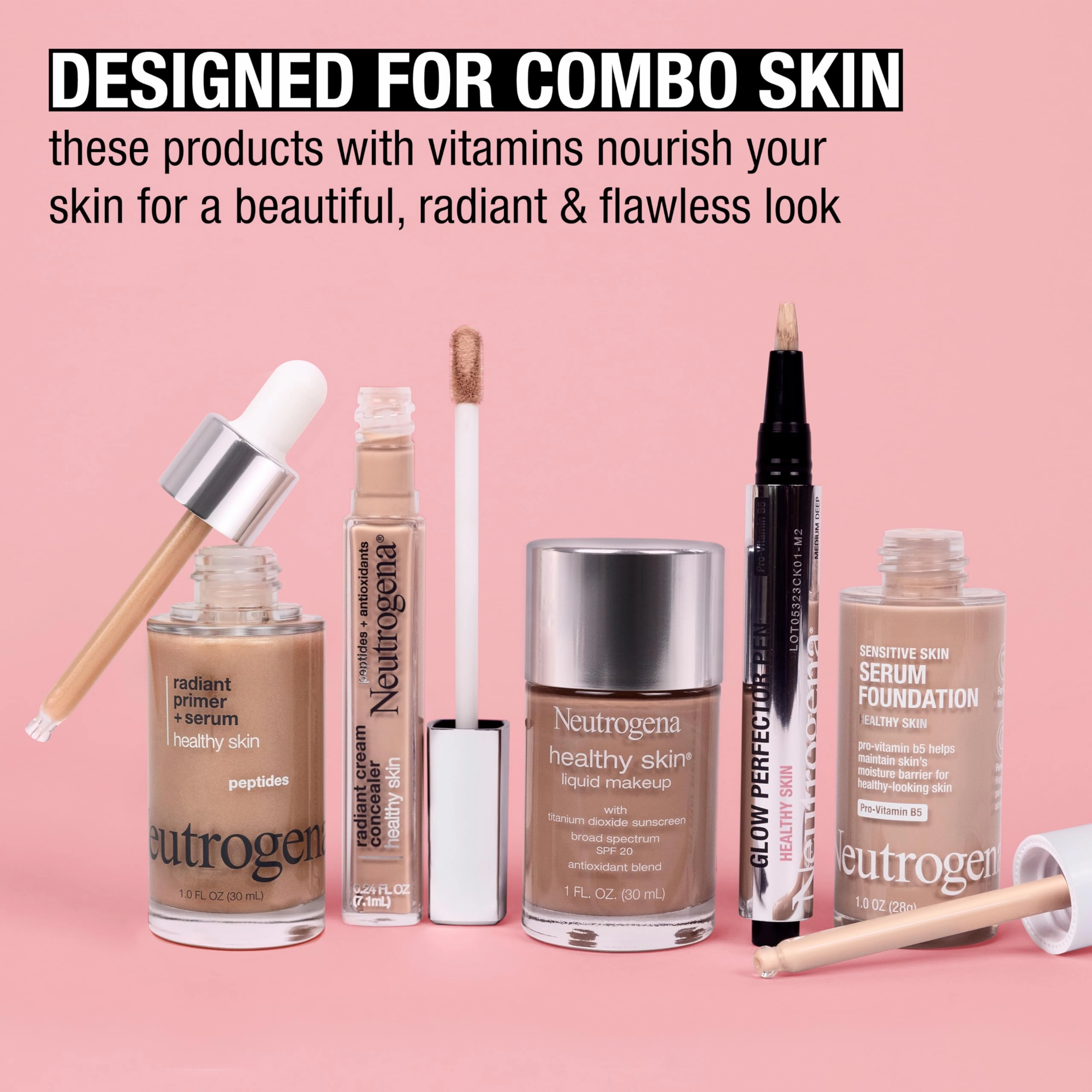 Neutrogena Healthy Skin Glow Perfector Pen, Lightweight Brightening Concealer Pen with Pro-Vitamin B5 & Vitamin E to Brighten Darkness & Dullness for a Natural, Radiant Highlight, Light, .1 oz