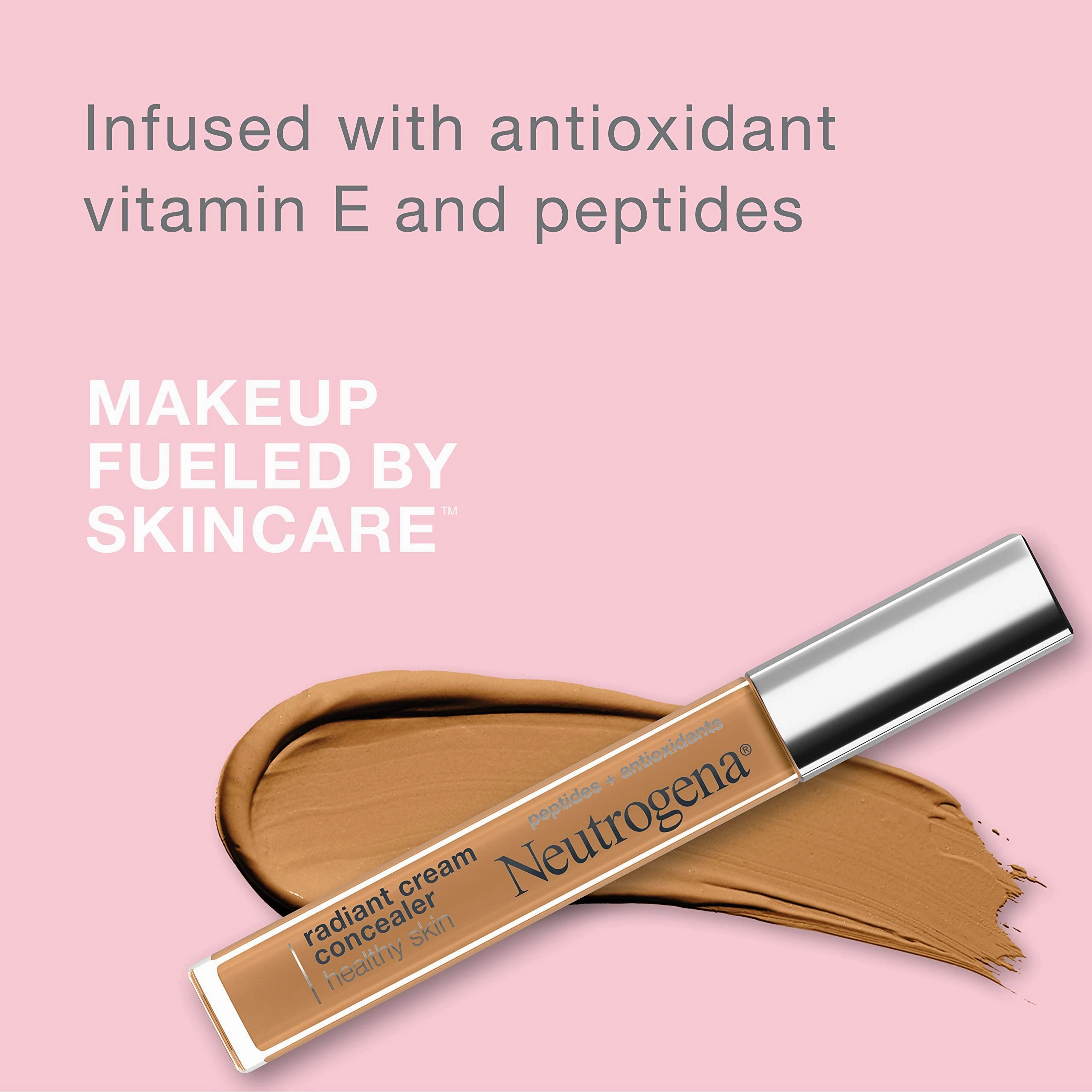 Neutrogena Healthy Skin Radiant Brightening Cream Concealer with Peptides & Vitamin E Antioxidant,Lightweight ing Concealer Cream,Non-Comedogenic,Pecan Medium/Deep 02 with warm undertones,0.24 oz