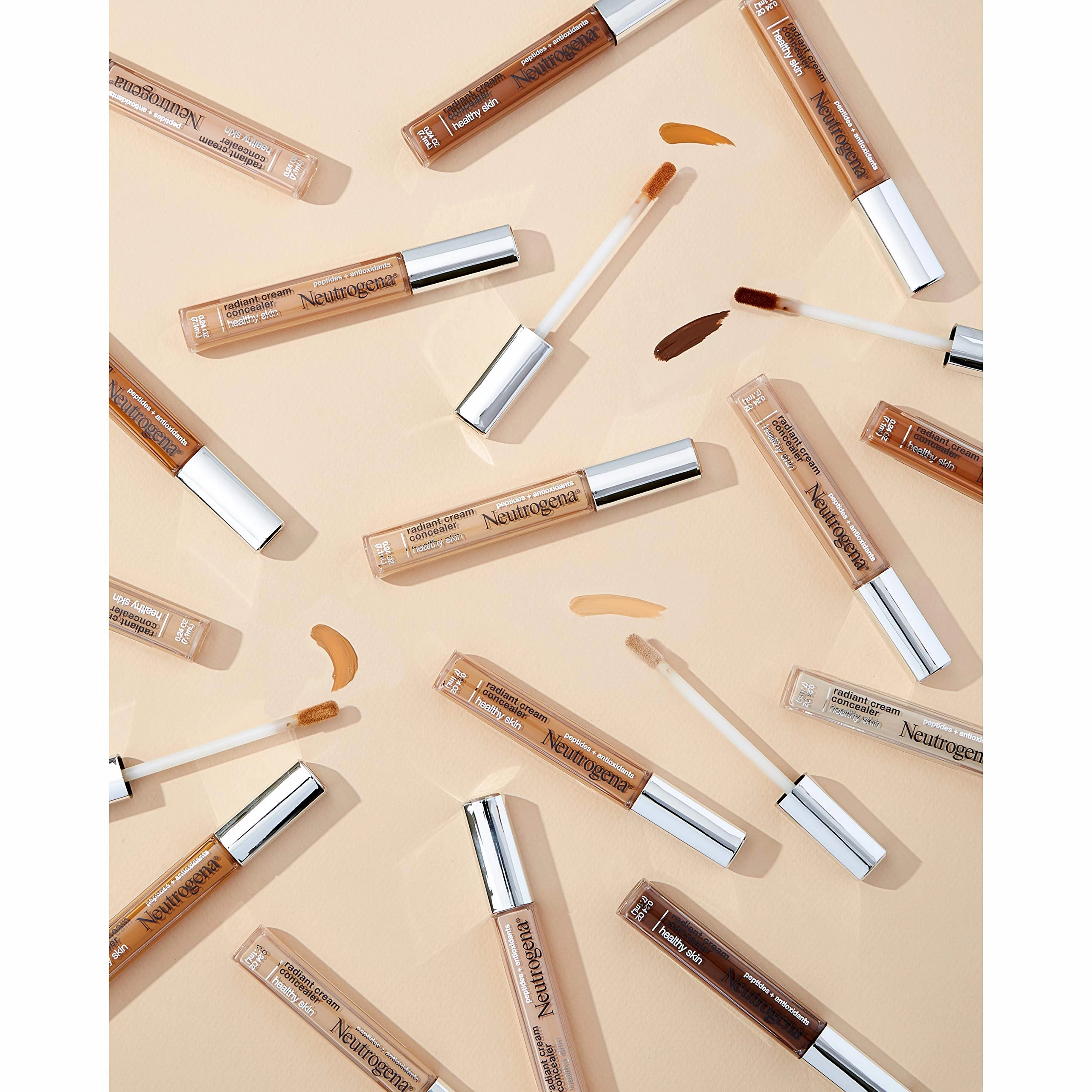 Neutrogena Healthy Skin Radiant Brightening Cream Concealer with Peptides & Vitamin E Antioxidant,Lightweight ing Concealer Cream,Non-Comedogenic,Pecan Medium/Deep 02 with warm undertones,0.24 oz