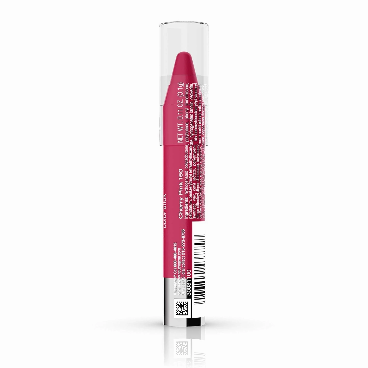 Neutrogena MoistureSmooth Color Stick for Lips, Moisturizing and Conditioning Lipstick with a Balm-Like Formula, Nourishing Shea Butter and Fruit Extracts, 150 Cherry Pink, .011 oz (Pack of 2)