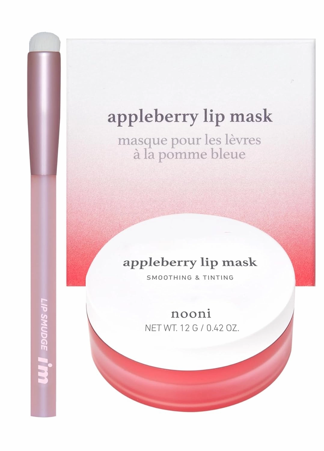 NOONI Lip Butter Bundle - Lip Smudge Brush   Lip Butter Overnight Melting Balm (Appleberry) | Hydrating, Nourishing, Lip Balm, Soothing, Moisturizing