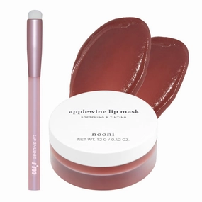 NOONI Lip Butter Bundle - Lip Smudge Brush   Lip Butter Overnight Melting Balm (Applewine) | Hydrating, Nourishing, Lip Balm, Soothing, Moisturizing