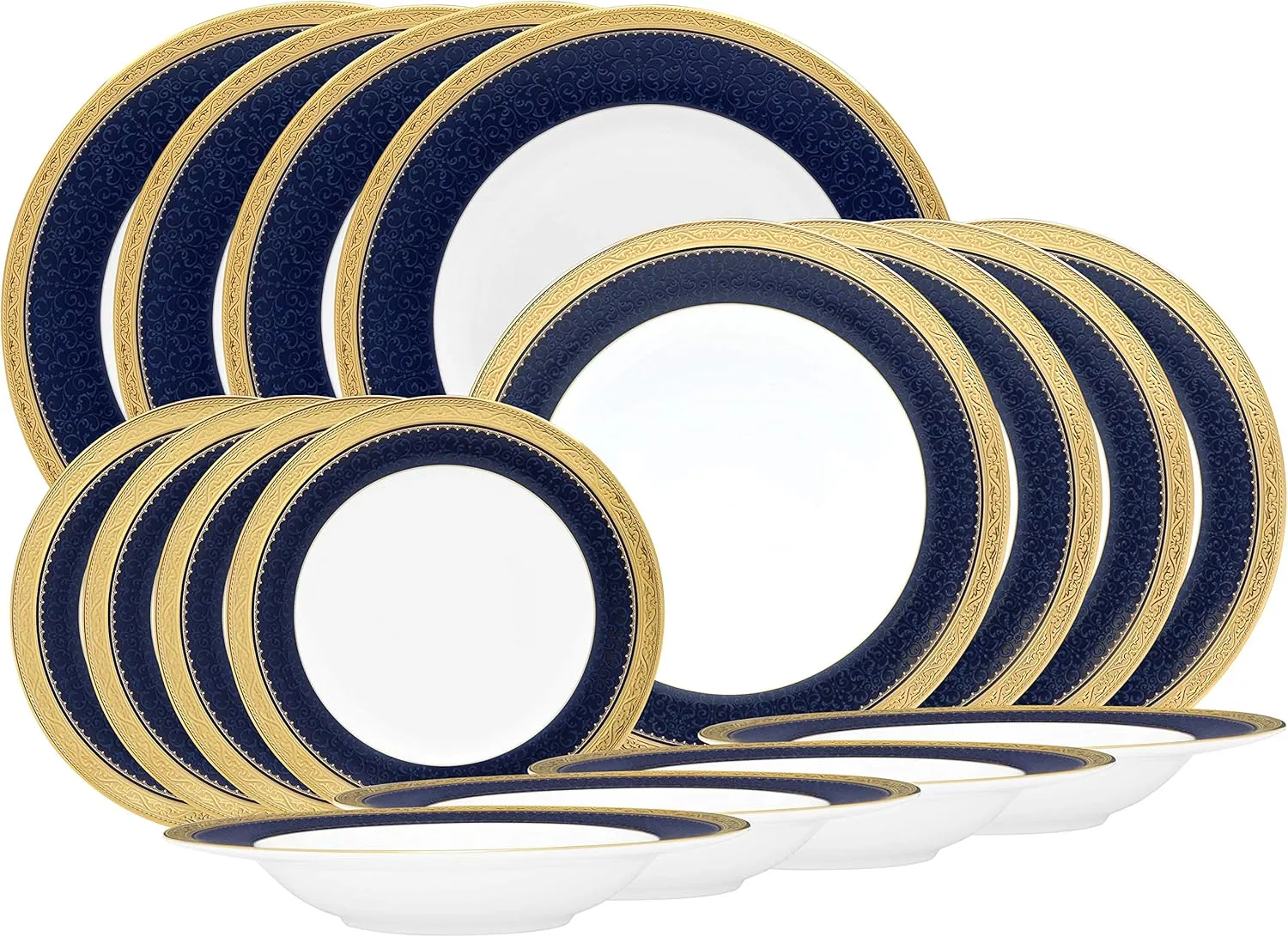 Noritake Odessa Cobalt Gold 16-Piece Set in Blue/White