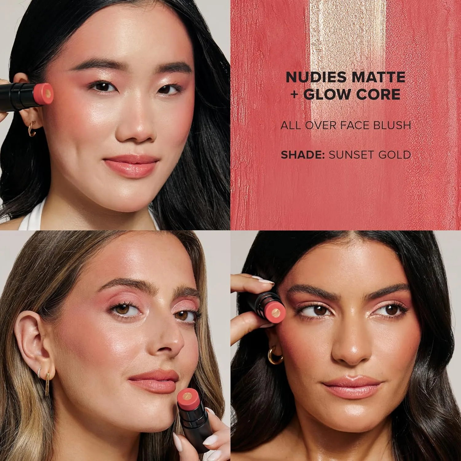 Nudies Matte   Glow Core All Over Face Blush Color - Sunset Gold