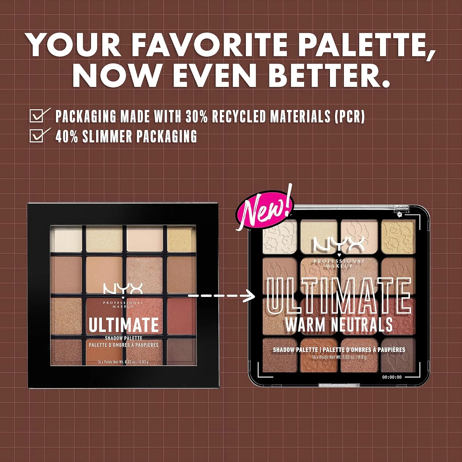 NYX PROFESSIONAL MAKEUP, Ultimate Shadow Palette, Eyeshadow Palette - Warm Neutrals