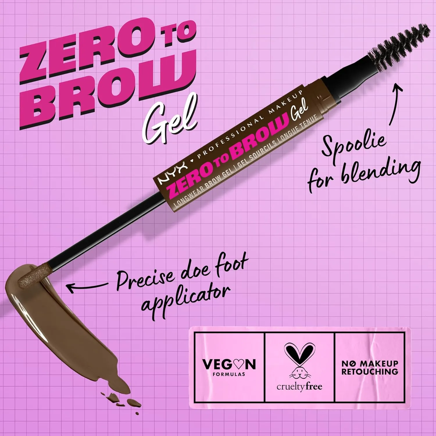 NYX PROFESSIONAL MAKEUP Zero to Brow, Longwear Eyebrow Gel, Chocolate