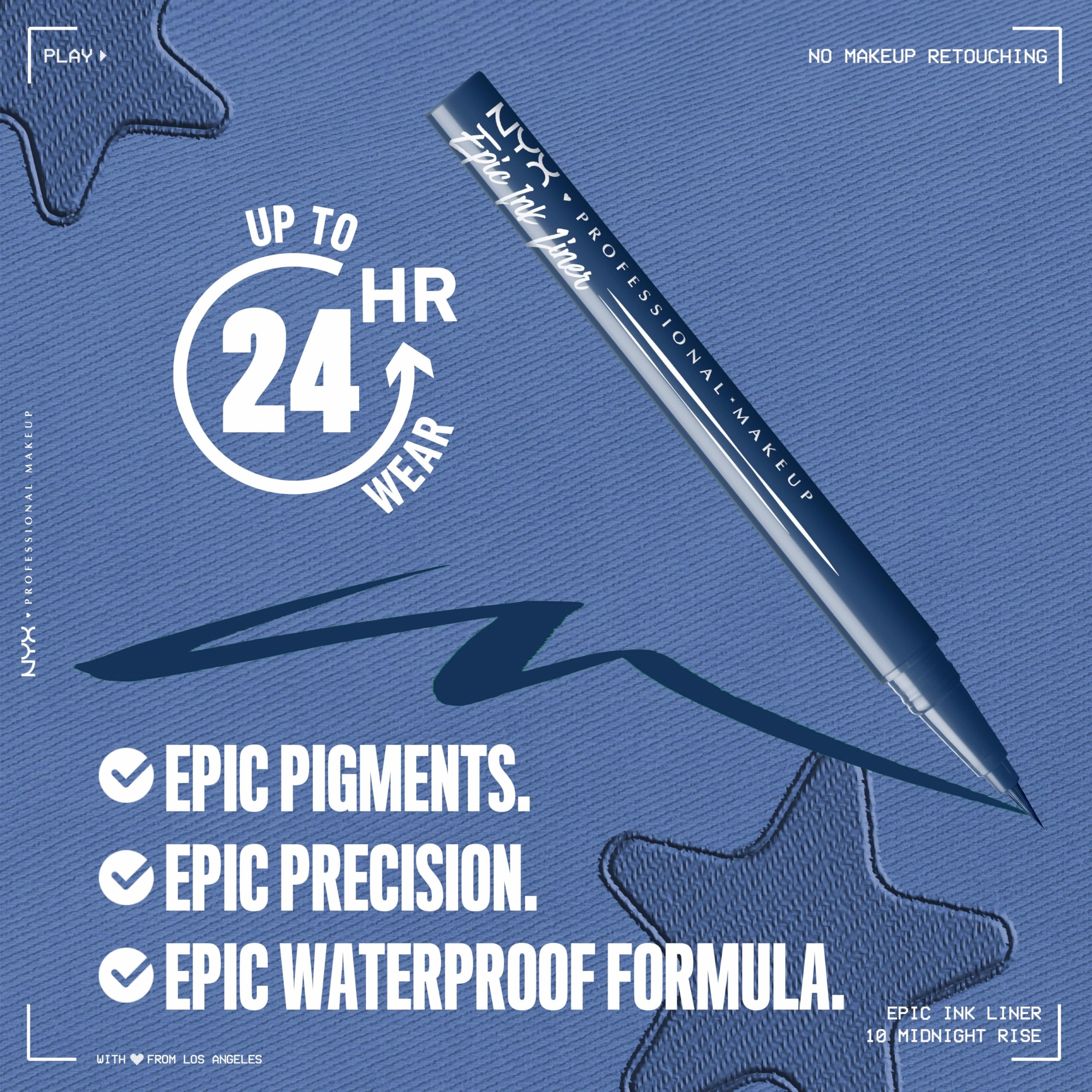 NYX PROFESSIONAL MAKEUP Epic Ink Liner, Waterproof Matte Liquid Eyeliner with Vegan Formula - Mid Night Rise (Deep Navy)