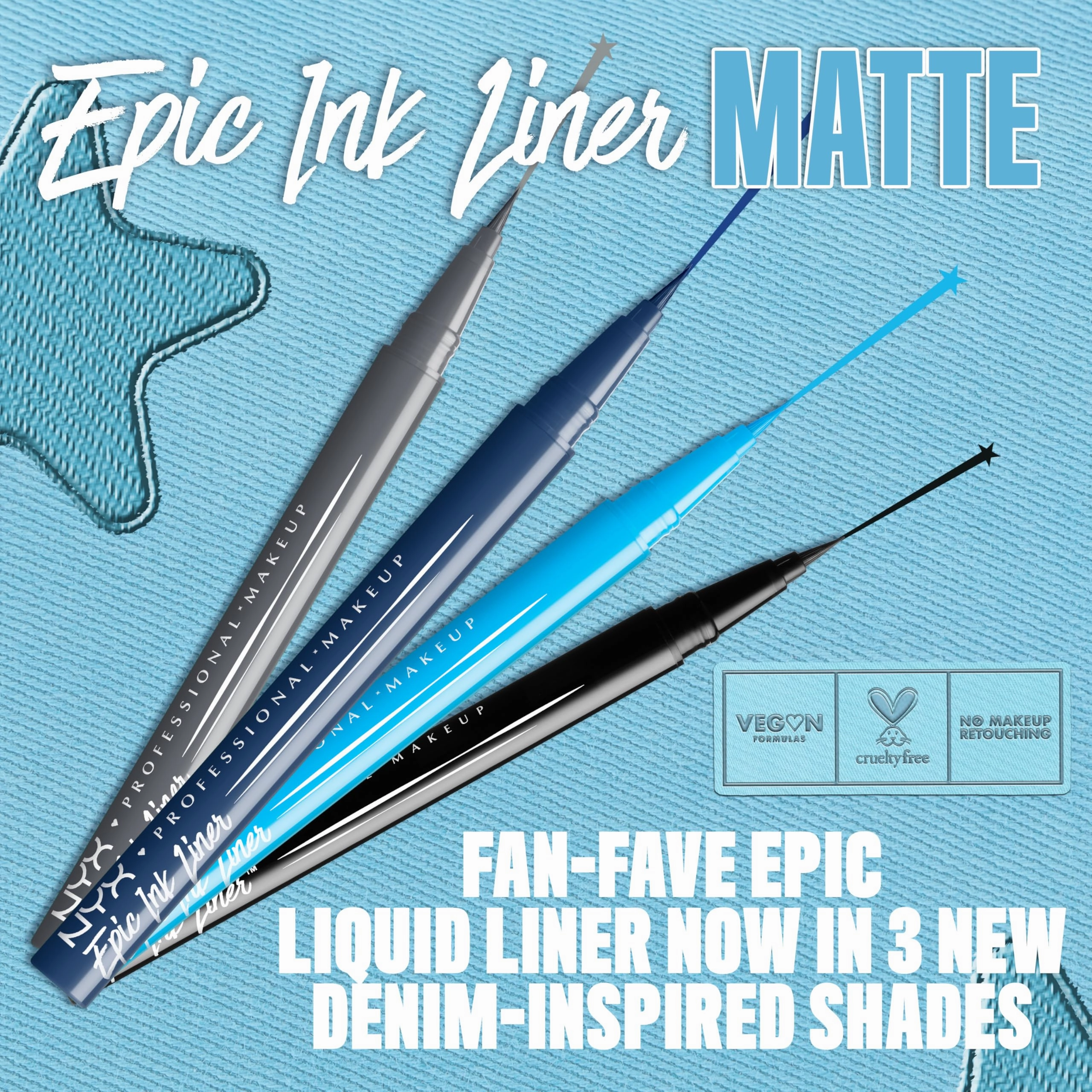 NYX PROFESSIONAL MAKEUP Epic Ink Liner, Waterproof Matte Liquid Eyeliner with Vegan Formula - Mid Night Rise (Deep Navy)