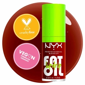 NYX PROFESSIONAL MAKEUP Fat Oil Lip Drip Gloss Bundle - Status Update (Rich Chocolate) & That's Chic (Deep Berry)