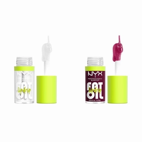NYX PROFESSIONAL MAKEUP Fat Oil Vegan Lip Gloss Bundle with My Main Clear Gloss (3 Count) and That's Chic Deep Berry Gloss