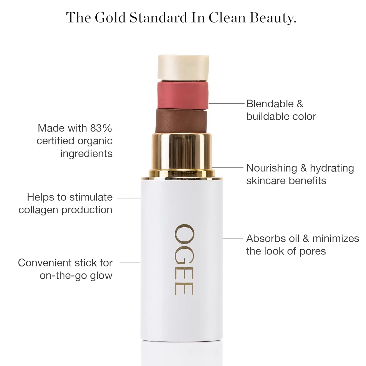 Ogee Sculpted Face Stick (PINK DIAMOND - MATTE NEUTRAL PINK) Certified Organic Blush Stick - Multi-Use Cream Blush & Highlighter Stick
