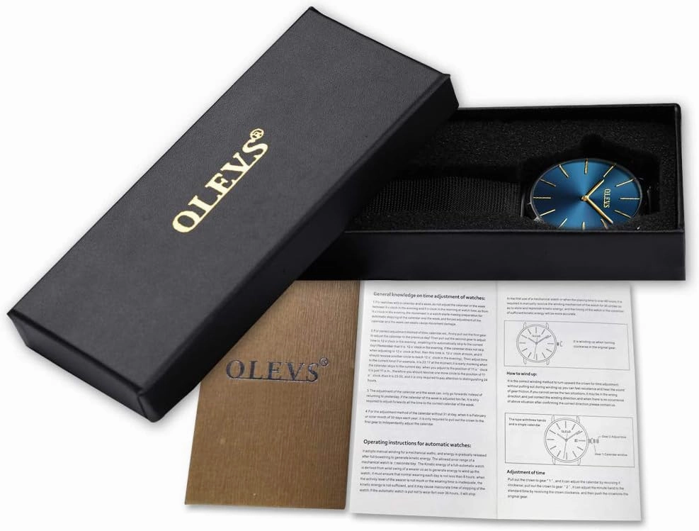 OLEVS Mens Watches Minimalist Ultra Thin Fashion Casual Analog Quartz Date Watch Waterproof Slim Simple Big Face Dress Wrist Watch with Retro Leather Band for Men