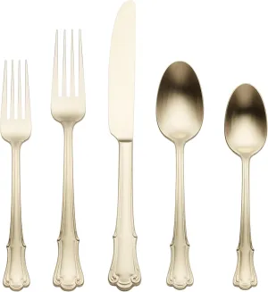 Oneida James Street Satin Champagne Piece Flatware Set, 20 Count, Metallic