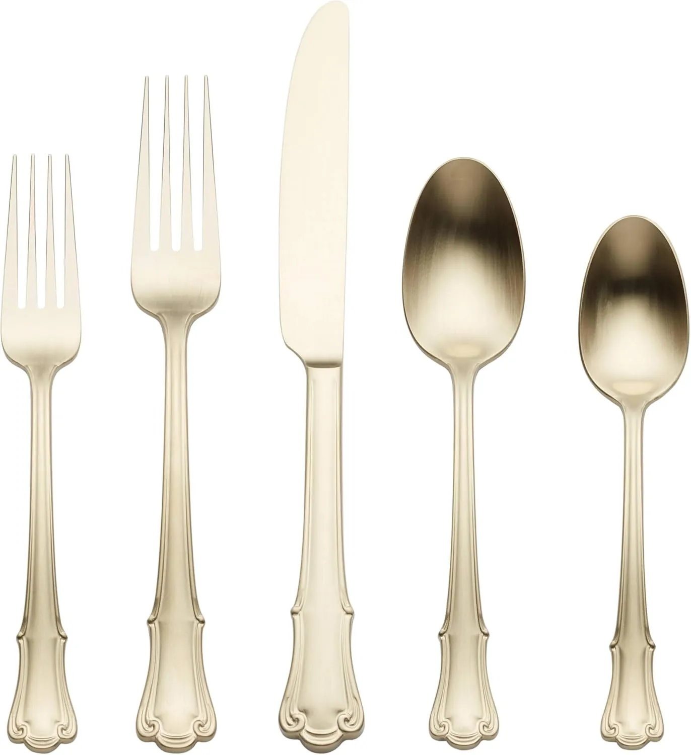 Oneida James Street Satin Champagne Piece Flatware Set, 20 Count, Metallic