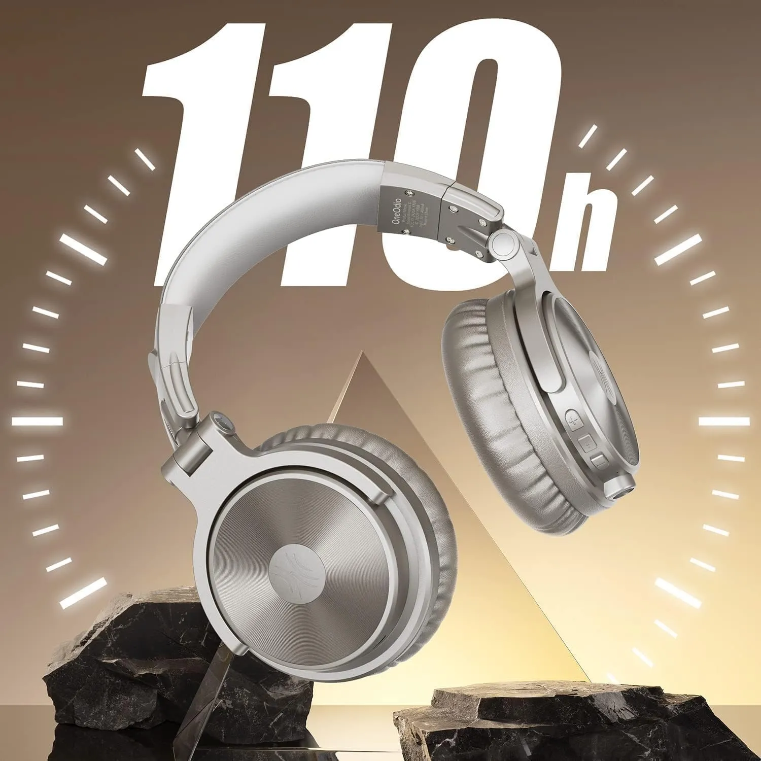 OneOdio Bluetooth Over Ear Headphones, 110 Hrs Wireless/Wired Stereo Sound Foldable Headsets with Deep Bass 50mm Neodymium Drivers for PC/Phone/Tablet - Studio Wireless Pro C, Champagne Gold