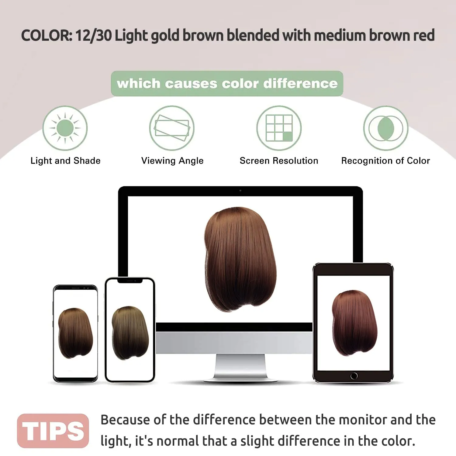 Onpep Short Straight Bob Wigs with Air Bangs Honey Brown Wig for Women Shoulder Length Heat Resistant Fiber Hair Wigs