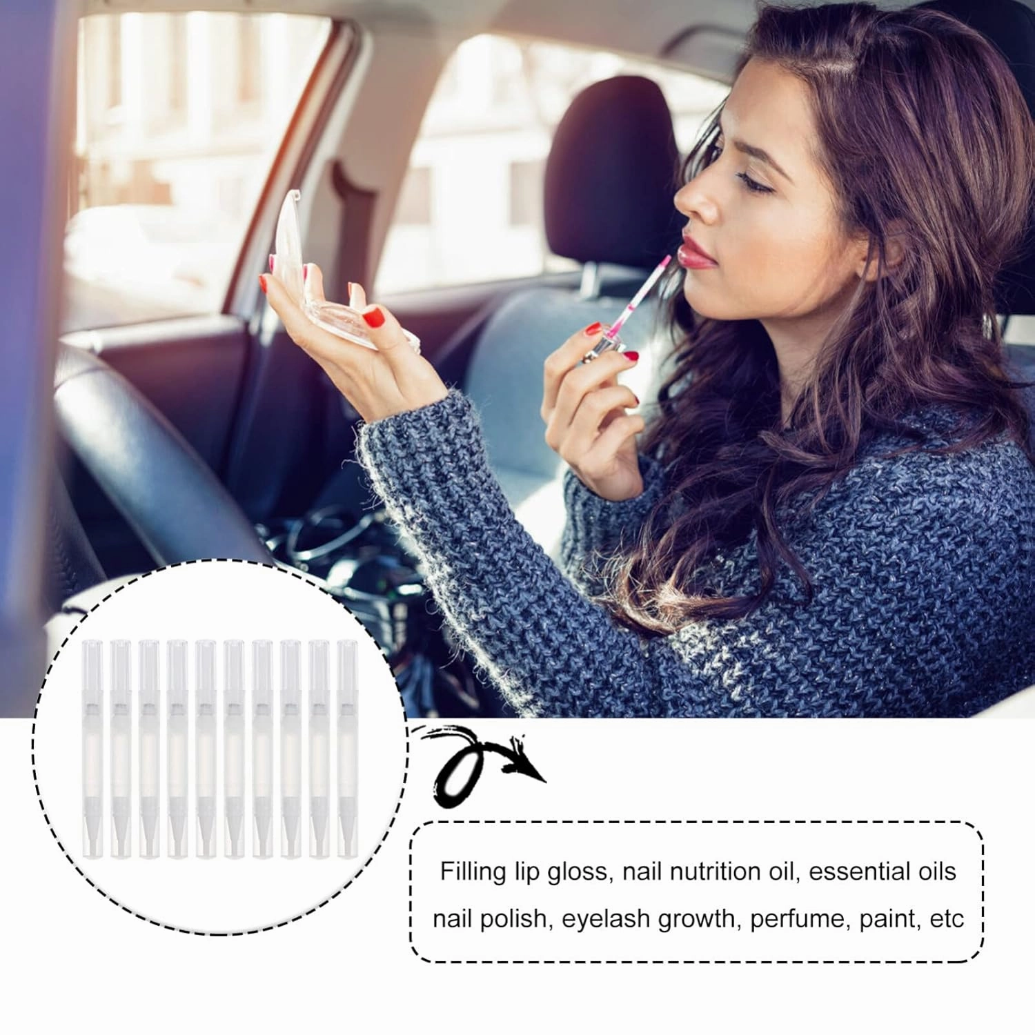 Operitacx Clear Nail Polish 10pcs Lip Brush Reusable Lip Applicator Retractable Lip Gloss Balm Applicator Eyeshadow Lip Applicator 3ml (Style 1) Nail Accessories