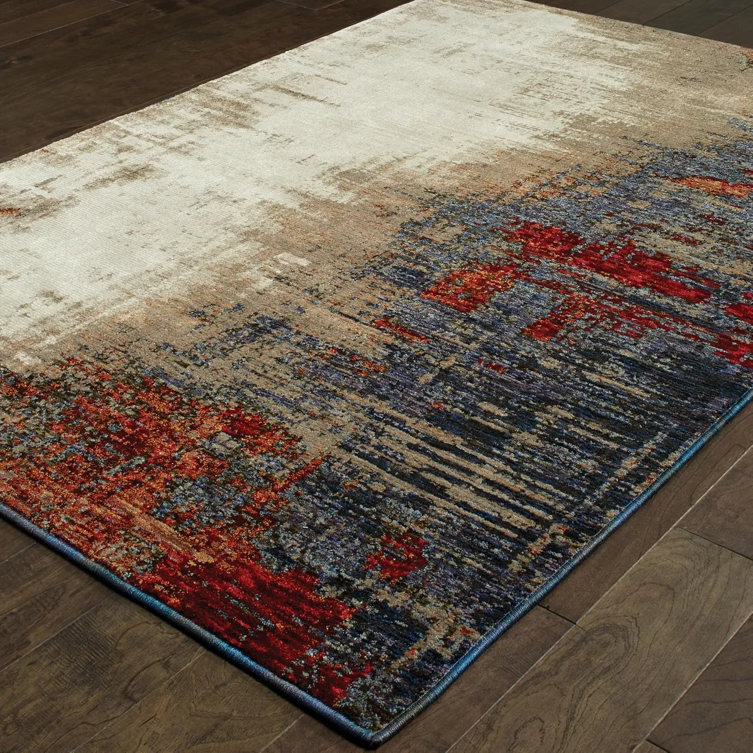 Oriental Weavers Evolution Area Rug - 8001A - 1'10" x 3'2" - in Ivory/Multi - Modern Style, Stain Resistant, Family and Pet Friendly, Entryway, Bathroom Accent Rug