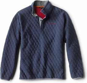 Orvis Outdoor Quilted Snap Men's Pullover Sweatshirt - Mockneck Style Sweatshirt For Men with Four-Snap Quarter Placket
