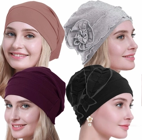 osvyo Cotton Chemo Headwear Turban Cap for Women - Soft Elastic Beanie Hair Loss Sealed Packaging