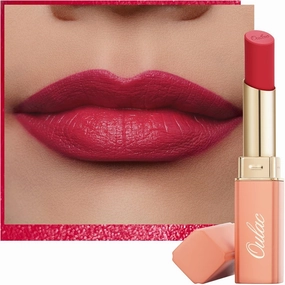 Ou lac Soft Matte Lipstick for Women - Pinky Red Lipstick & Blush Duo, Cream to Powder Texture, Color Rich, Lightweight & Smooth, Enriched with Rose Oil, Vegan & Cruelty-Free| 3.6g (Y04)