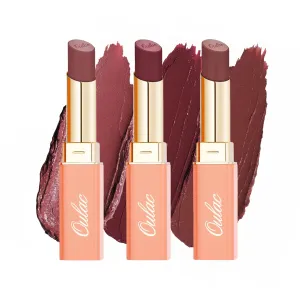 Oulac Plum Lipsticks Set, Burgundy Matte Lipstick, Full Coverage Lip Color, Satin Matte Finish, Cream Texture, Hydrating, Vegan & Clean Beauty(08 13 14)