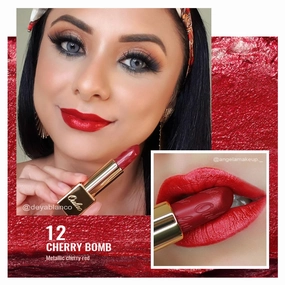 Oulac Holiday Limited Edition: Red Metallic Lipstick, Gold Topper Lipstick & Red Lip Liner Set – Smooth Creamy Texture, Long-Lasting, Waterproof, Vegan, High Pigmentation