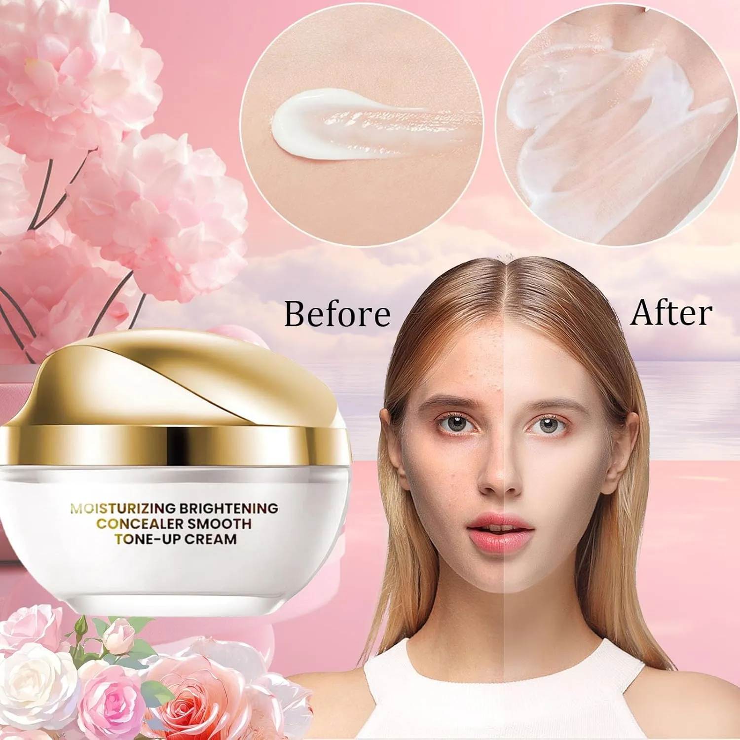 Ownawant Crema de Maquillaje, Ownawant Makeup Cream, Corrector Iluminador Hidratante Crema Tónica Suave, Ownawant Crema Face, Moisturizing Brightening Concealer Smooth Tone up Cream(2PC, one size)