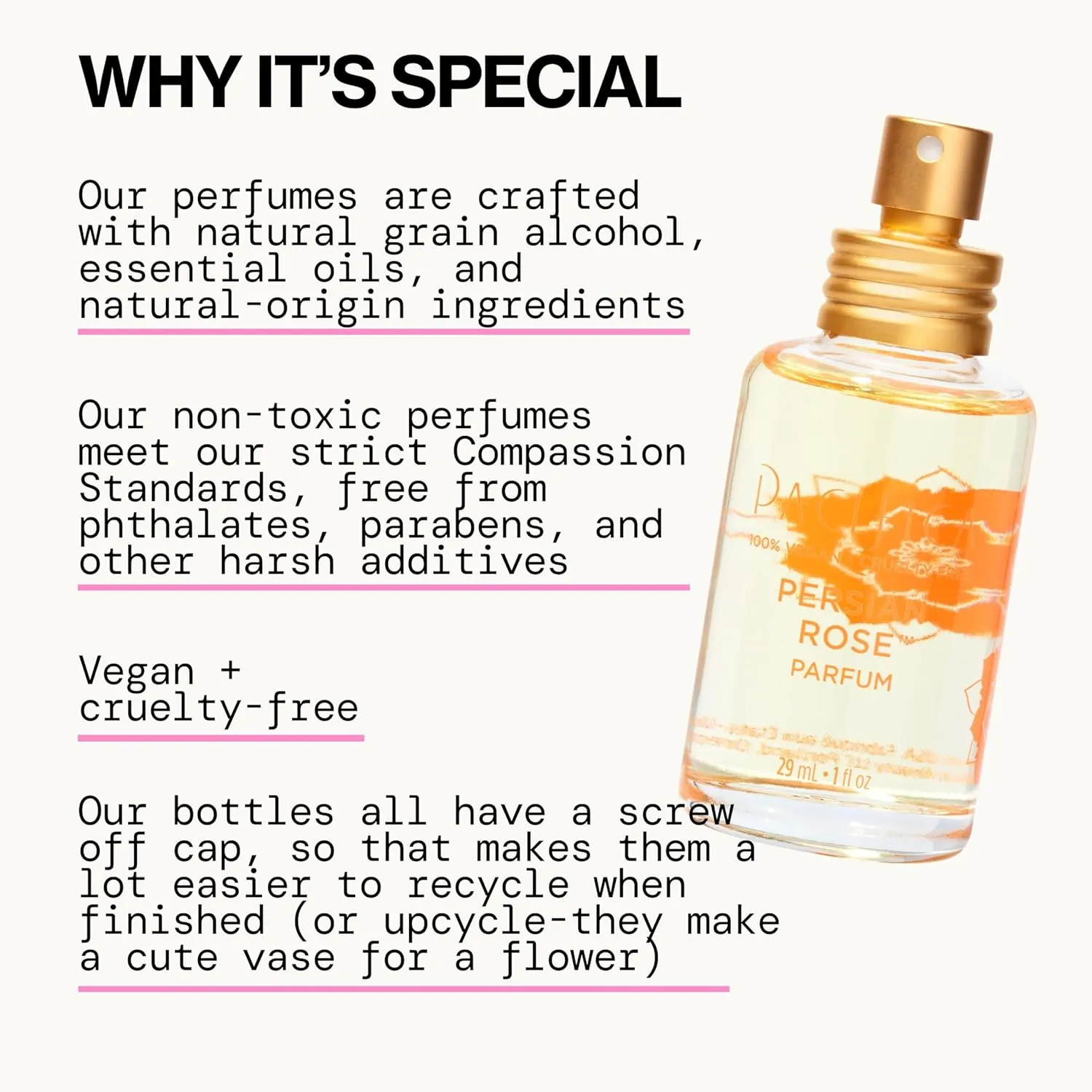 Pacifica Beauty, Persian Rose Clean Fragrance Spray Perfume, Made with Natural & Essential Oils, Fresh Rose Scent, Vegan   Cruelty Free, Phthalate-Free, Paraben-Free, Gifts for Her, 29 ml. 1 fl. oz