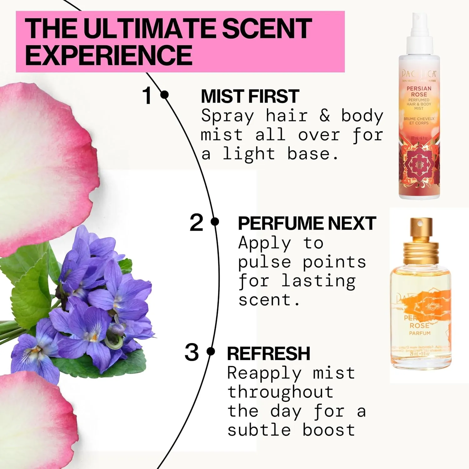 Pacifica Beauty, Persian Rose Clean Fragrance Spray Perfume, Made with Natural & Essential Oils, Fresh Rose Scent, Vegan   Cruelty Free, Phthalate-Free, Paraben-Free, Gifts for Her, 29 ml. 1 fl. oz