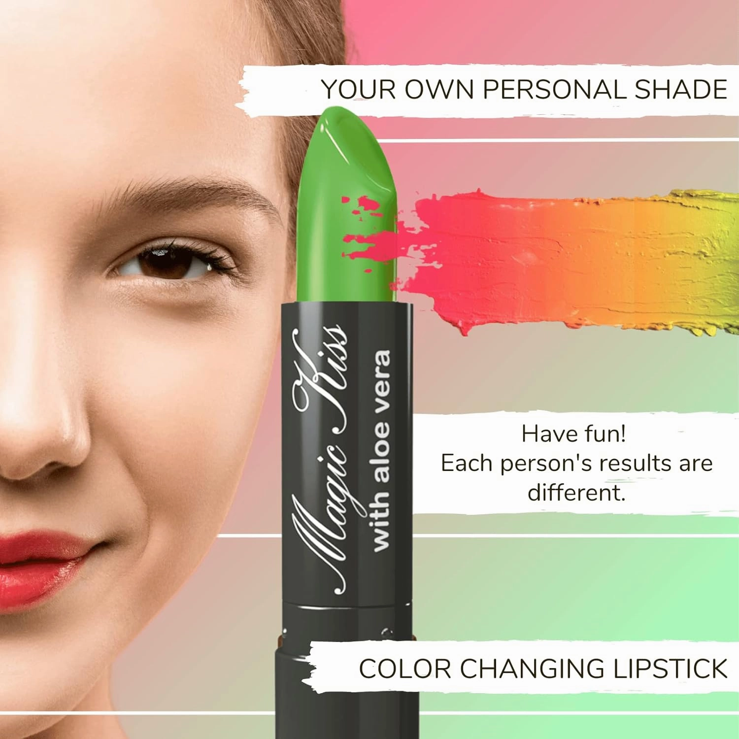 Pack of 6 Magic Kiss Color Changing Lipstick, Long Lasting Nutritious Lips Moisturizer Magic Temperature Color Change with Aloe Vera PH Listick Set MADE IN USA(Pink)