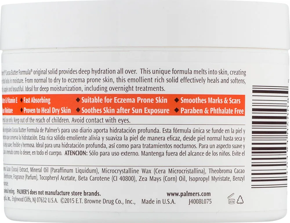 Palmer's Cocoa Butter Formula Daily Skin Therapy Solid Lotion, 7.5 Oz (Pack of 3) Intensive Body Moisturizer with Vitamin E for Extremely Dry & Eczema-Prone Skin, Helps Provide 48-Hour Deep Hydration