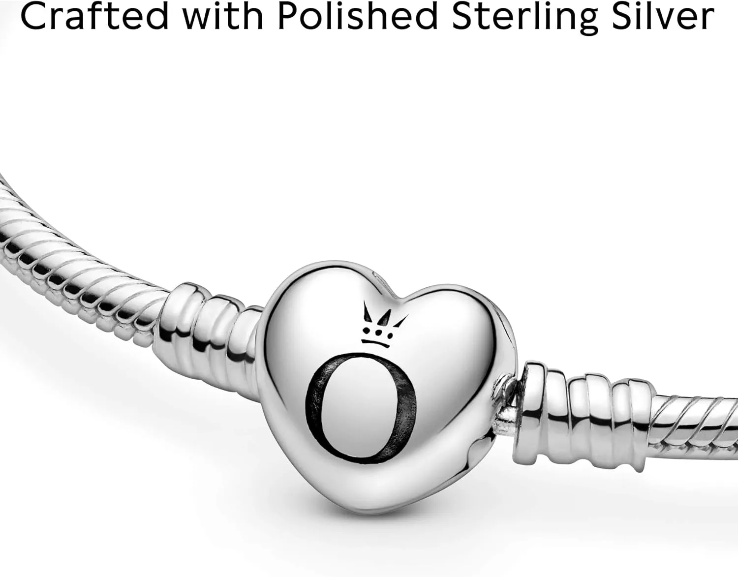 Pandora Moments Heart Clasp Snake Chain Bracelet - Compatible Moments Charms - Gift for Her - Sterling Silver - With Gift Box