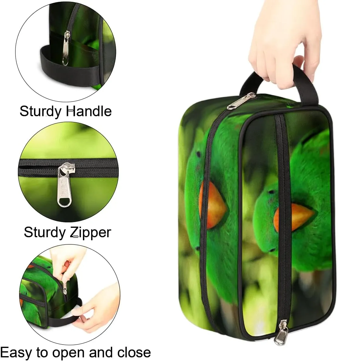 Parrot Travel Toiletry Bag for Women Men Small Cosmetic Makeup Organizer Water Resistant Shaving Bag Portable Make Up Bag Storage Bags with Handle