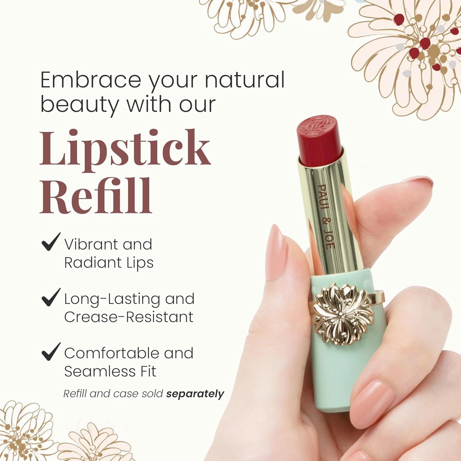 Paul & Joe Moisturizing Lipstick Refill Only, Case Sold Separately, Long Lasting Lipstick for Highly-Pigmented Lip Color, 11 Magic Apple - Alluringly Deep Wine Red Lip Stick, 0.10 oz