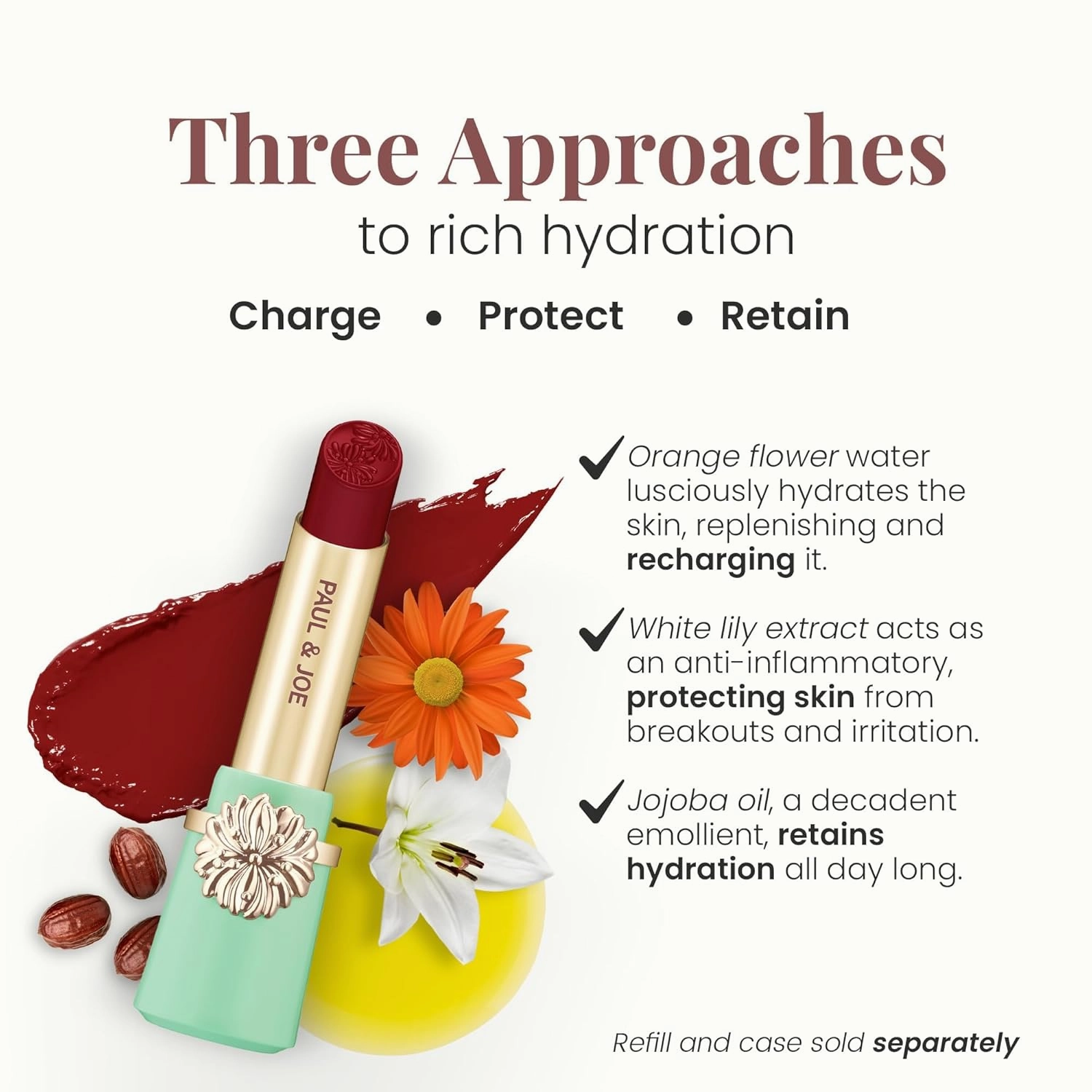 Paul & Joe Moisturizing Lipstick Refill Only, Case Sold Separately, Long Lasting Lipstick for Highly-Pigmented Lip Color, 11 Magic Apple - Alluringly Deep Wine Red Lip Stick, 0.10 oz