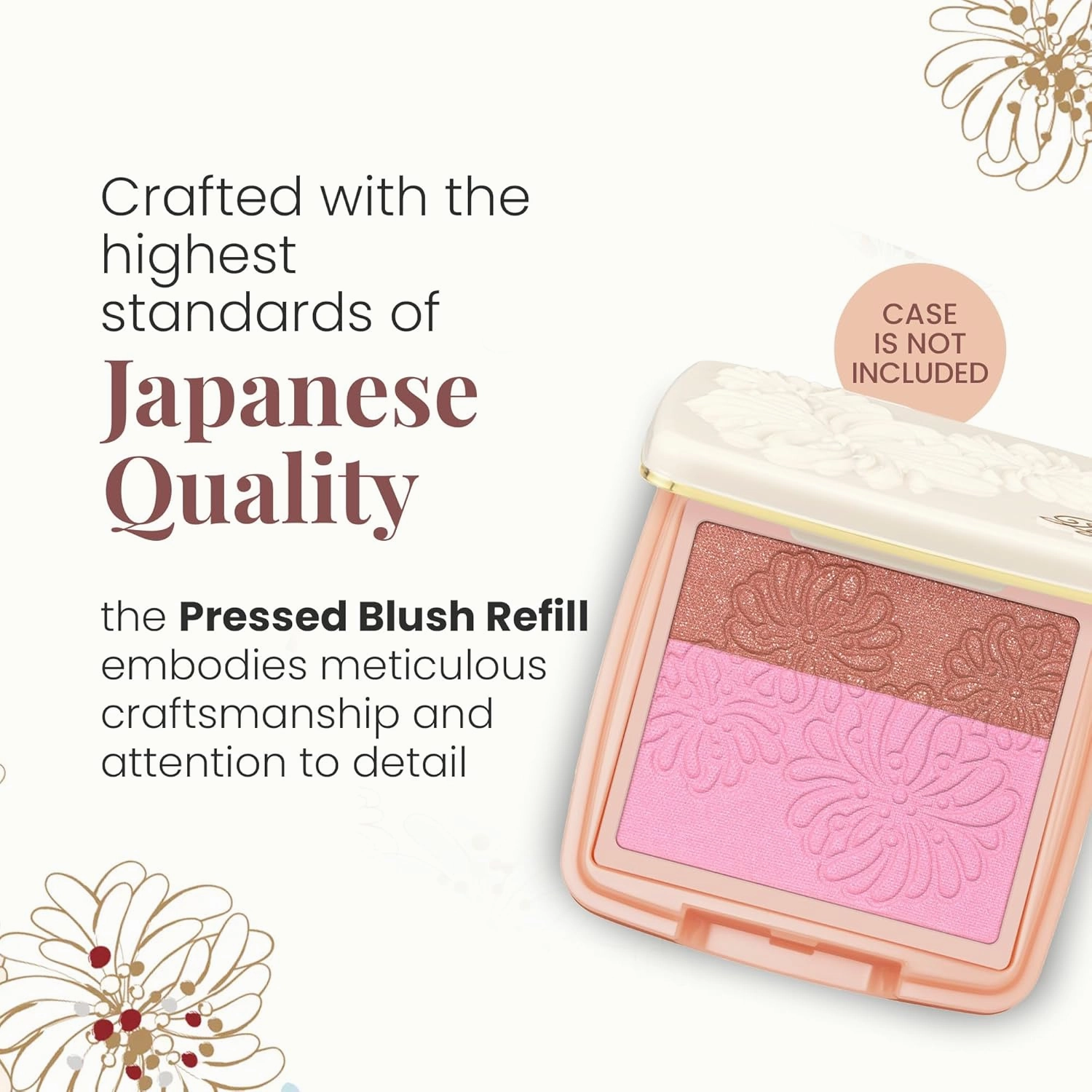 Paul & Joe Pressed Blush Palette Refill Only, Case Sold Separately, Oil-Absorbing Blush Powder, Bi-Color Face Blushes with Fitting Veil Powder, Light Beige and Pink, 06 Strawberry Chocolate, 0.17 oz