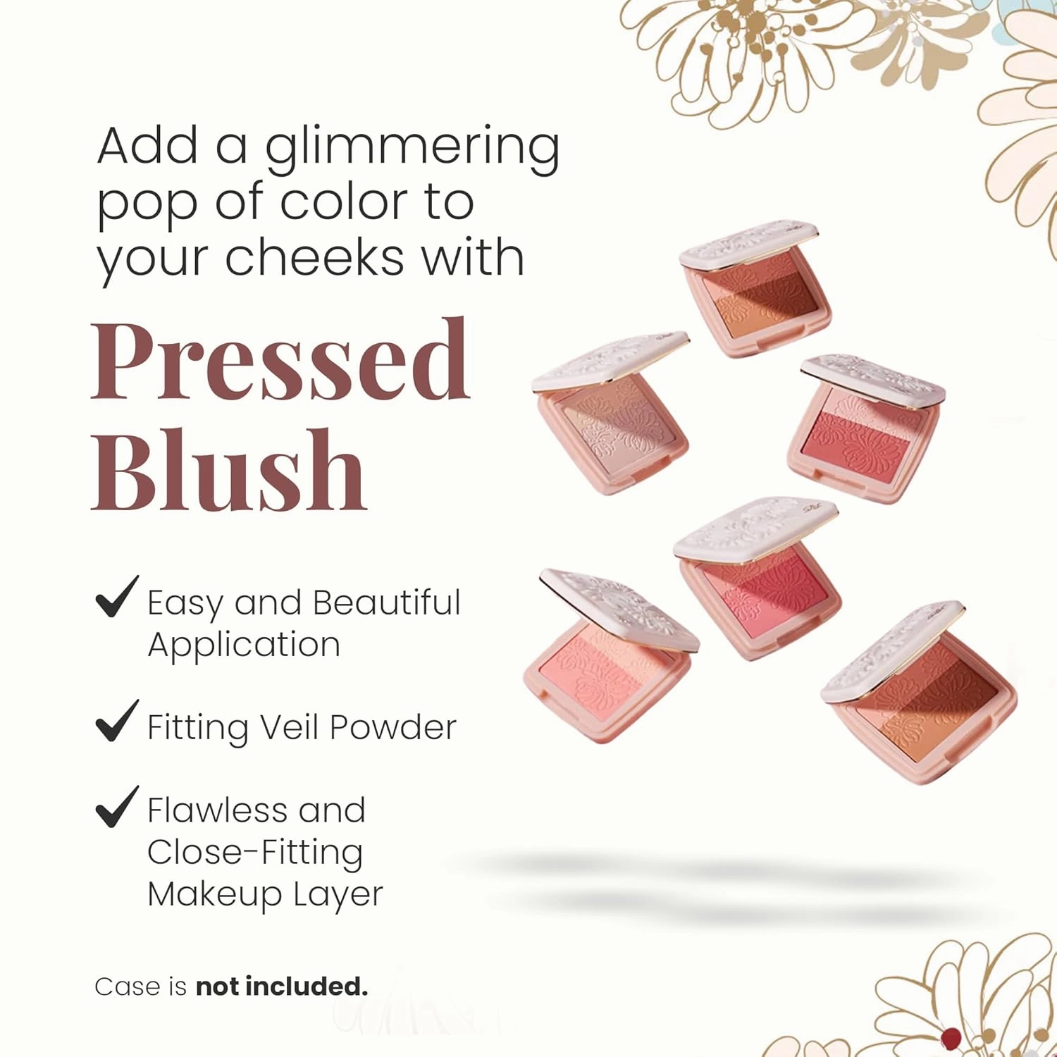 Paul & Joe Pressed Blush Palette Refill Only, Case Sold Separately, Oil-Absorbing Blush Powder, Bi-Color Face Blushes with Fitting Veil Powder, Light Beige and Pink, 06 Strawberry Chocolate, 0.17 oz