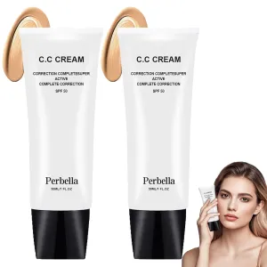 Perbella Cc Cream Self Adjusting for Mature and Older Women,Cc Cream with Spf 50,Waterproof, Moisturizing and Breathable (2PCS)